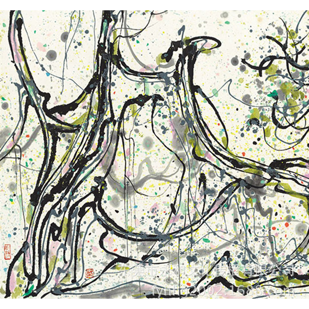 【中外经典名画-高端装饰文教礼品】吴冠中 榕树林68x138cm