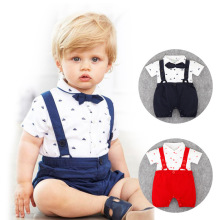 绅士宝宝新款领结婴儿服装宝宝绅士哈衣背带爬服 品质连体衣服