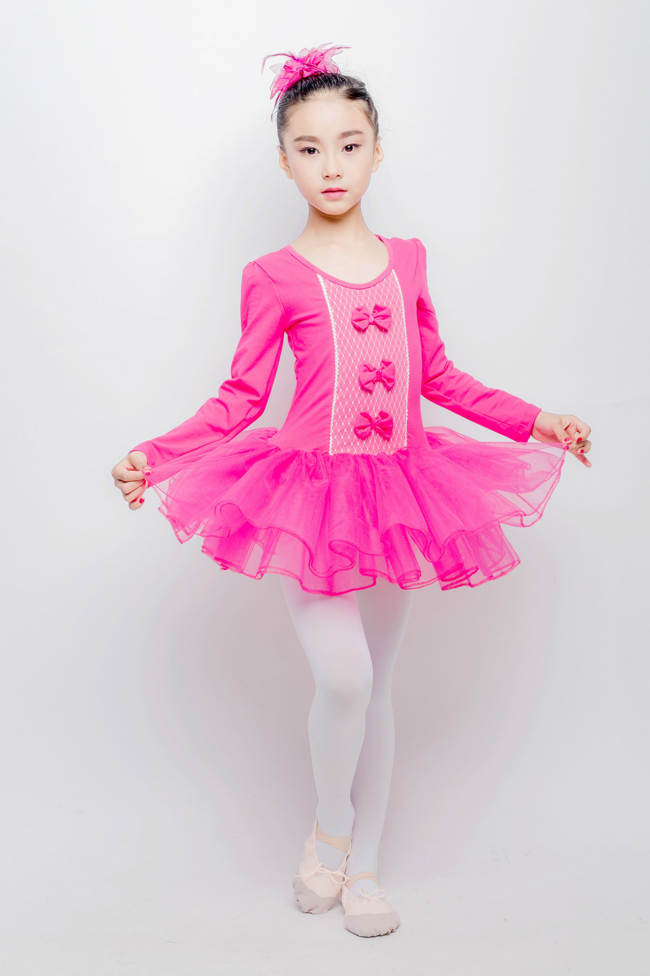 秋冬儿童舞蹈服女童长袖练功服幼儿芭蕾舞裙