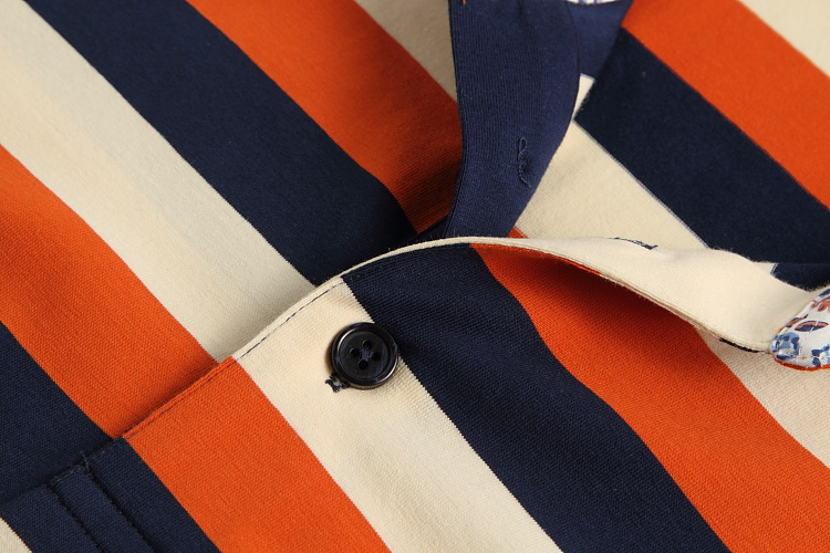 2016三色条纹爸爸装翻领纯棉新款春夏商务t恤 一件代发