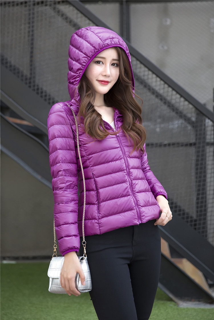 时尚糖果色连帽长袖修身女式羽绒服 韩国东大门 潮流秋冬新款.