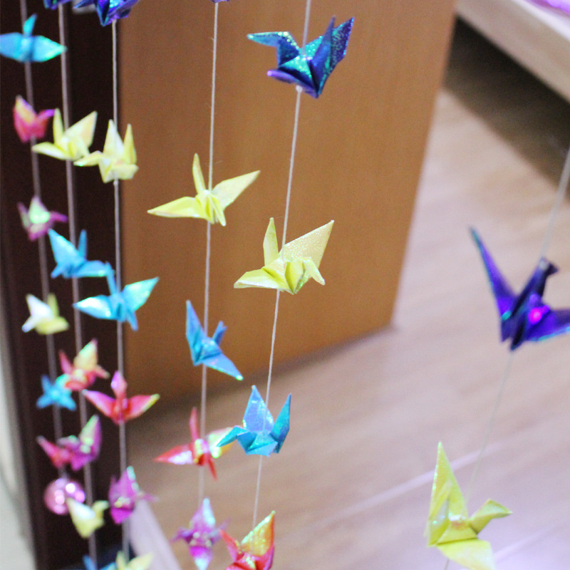 7厘米珠光千纸鹤折纸成品节日挂饰 店庆装