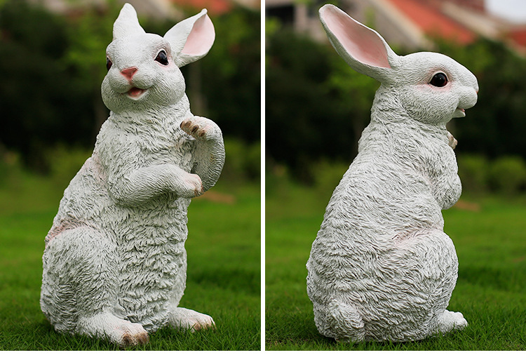 花园庭院装饰品树脂工艺品园林景观雕塑动物仿真兔子小白兔摆件-塑料