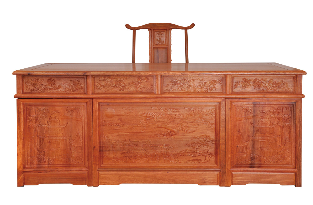 非洲花梨木办公台 办公桌实木 写字台 红木办公桌 书法卓桌椅组合