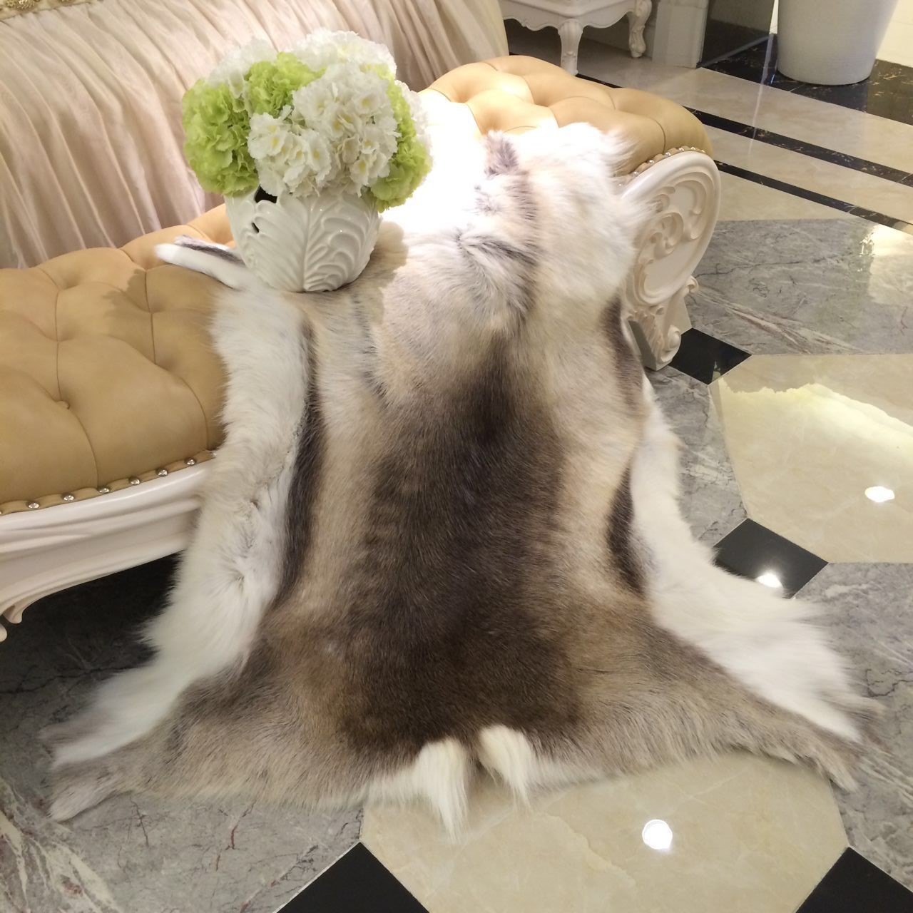 芬兰进口整张驯鹿皮皮草挂毯坐垫墙毯飘窗毯大班椅装饰送礼佳品