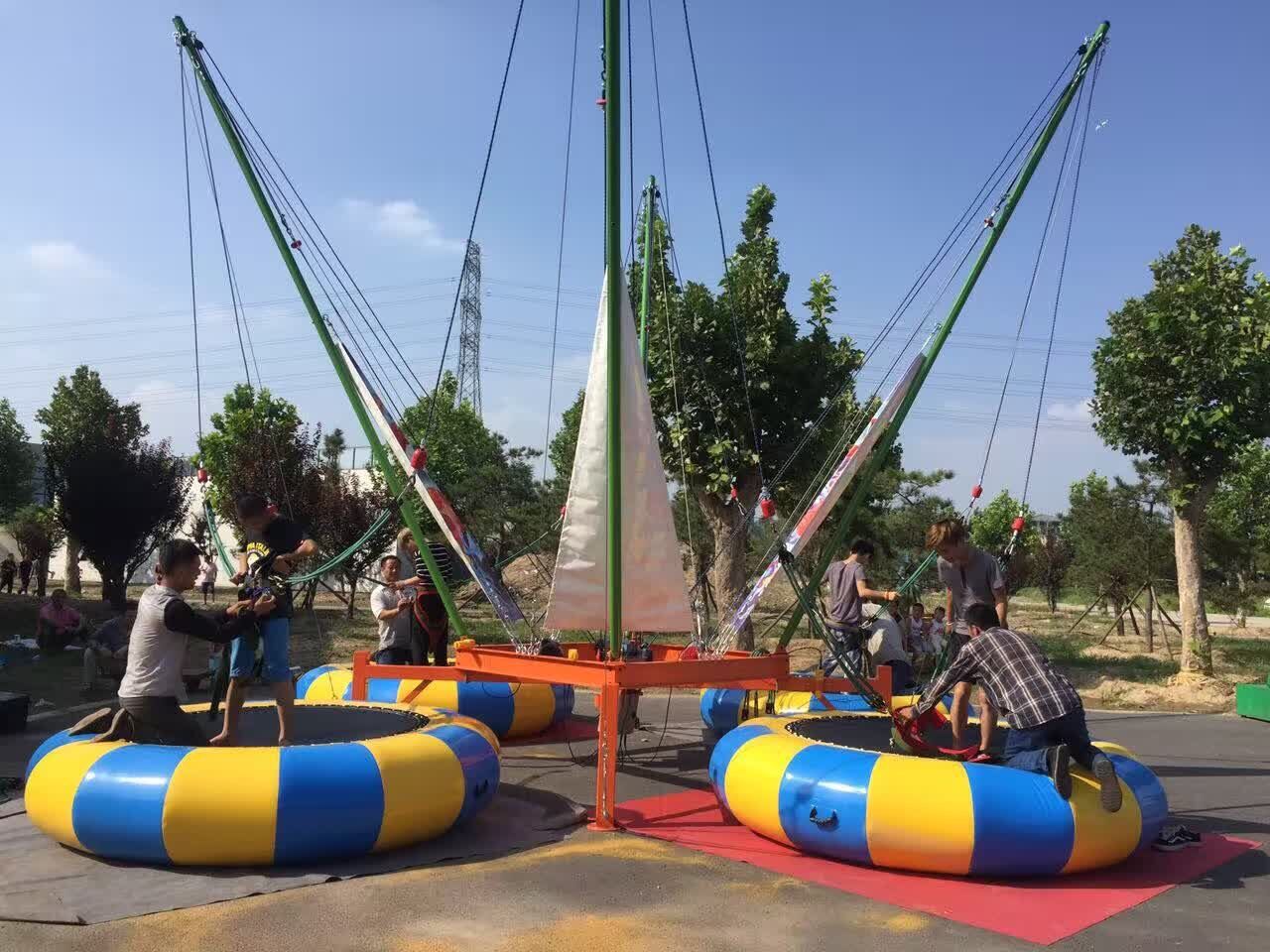 四人充气蹦极厂家四人圆形蹦极儿童蹦极蹦蹦床