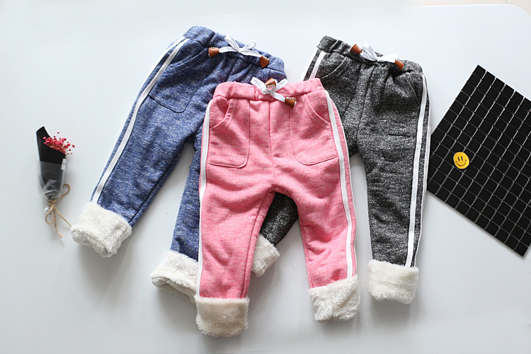 童装一件代发 男女童加绒保暖彩棉裤儿童宝宝中小童羊羔绒棉裤