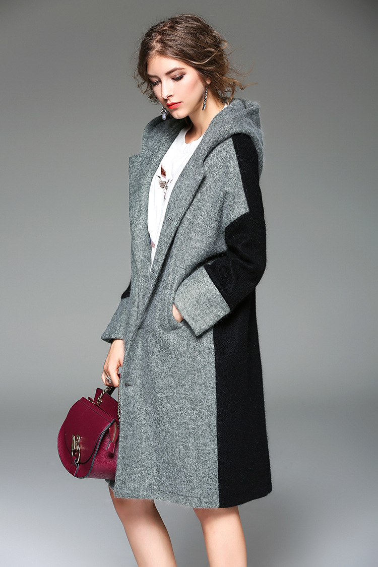 名:  秋冬女式连帽毛呢风衣 货   号:  wn71078 面料成分:  35%羊毛