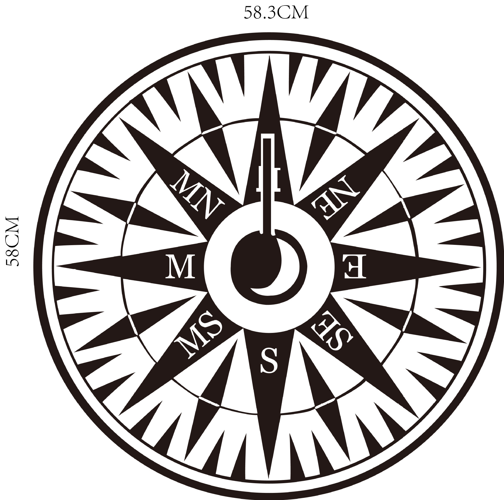 个性创意指南针墙贴客厅装饰可移除aw9724