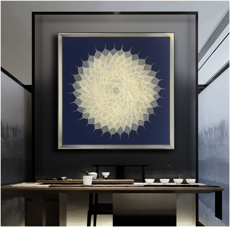 现代简约客厅菩提叶装饰画新中式玄关书房挂画菩提树叶