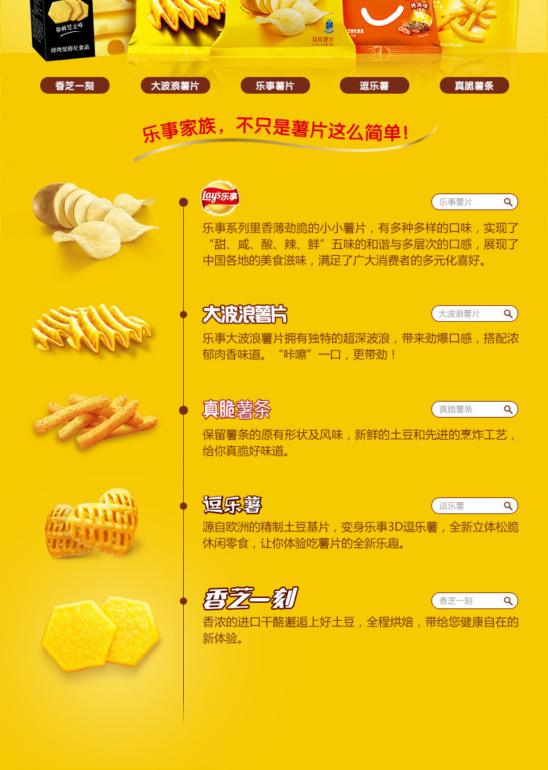 乐事薯片大波浪逗乐薯40g零食烤翅鱿鱼五花肉辛辣味膨化食品