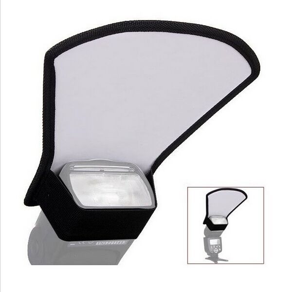 单反相机闪光灯反光铲 机顶灯挡光板柔光罩 柔光板 银白反光板