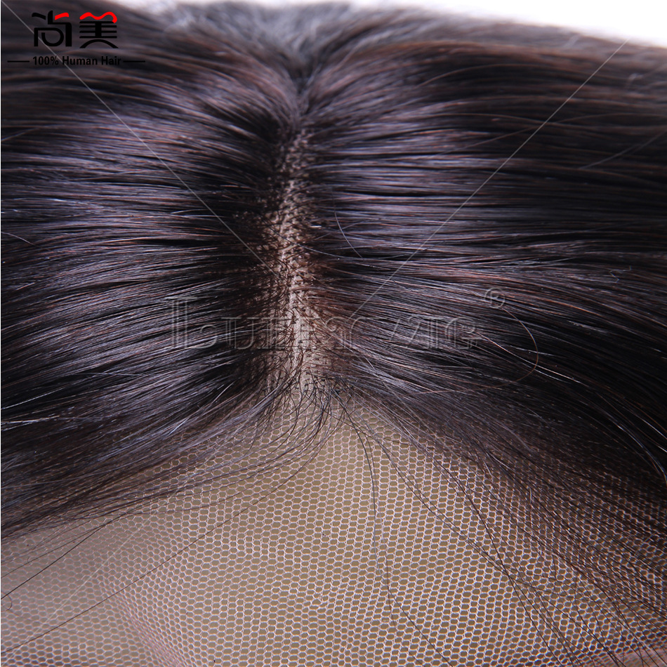 工厂家定做巴西发半机制半手钩无胶假发头套18寸大曲1b色1.