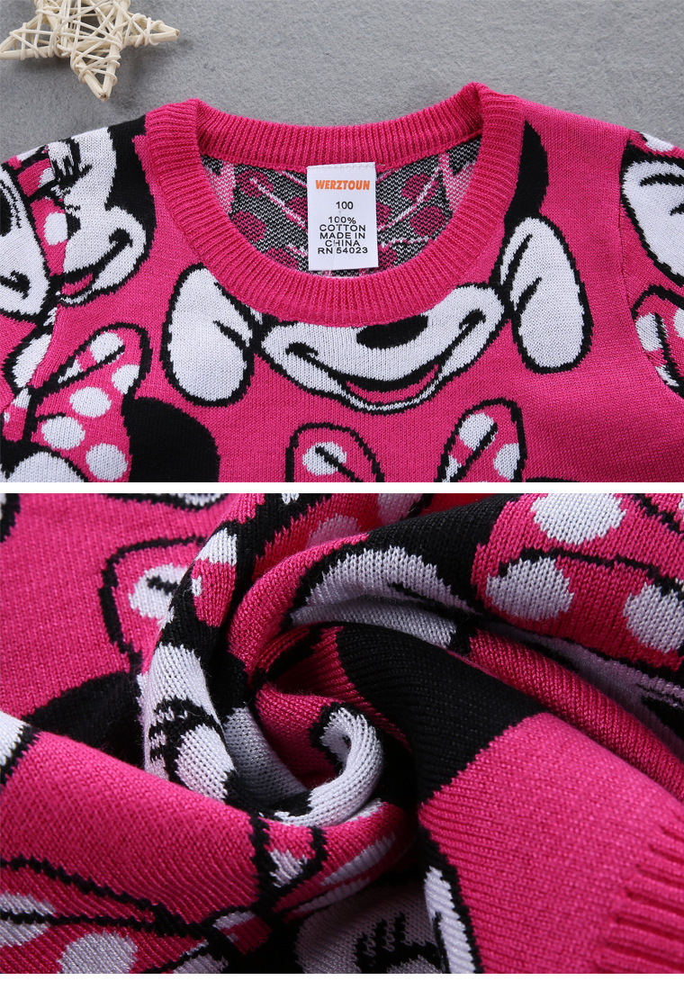 儿童毛衣秋冬新款加厚米奇宝宝毛衣卡通加绒