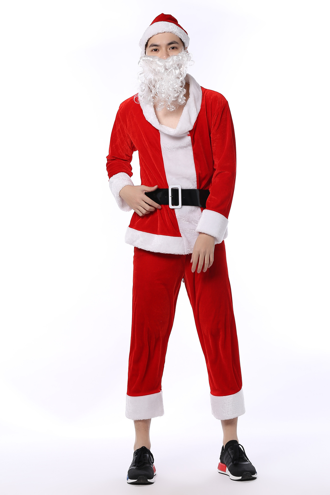 圣诞老人服装舞台表演服金丝绒套装男圣诞服成人角色扮演$106