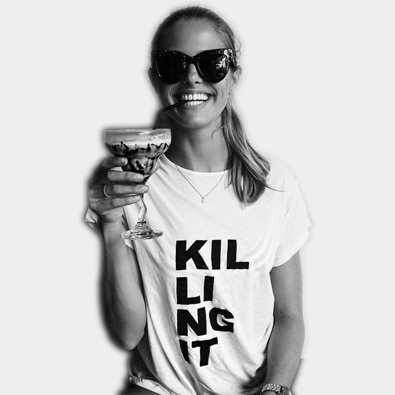 速卖通wish爆款killing it 印花黑白t恤女士t恤