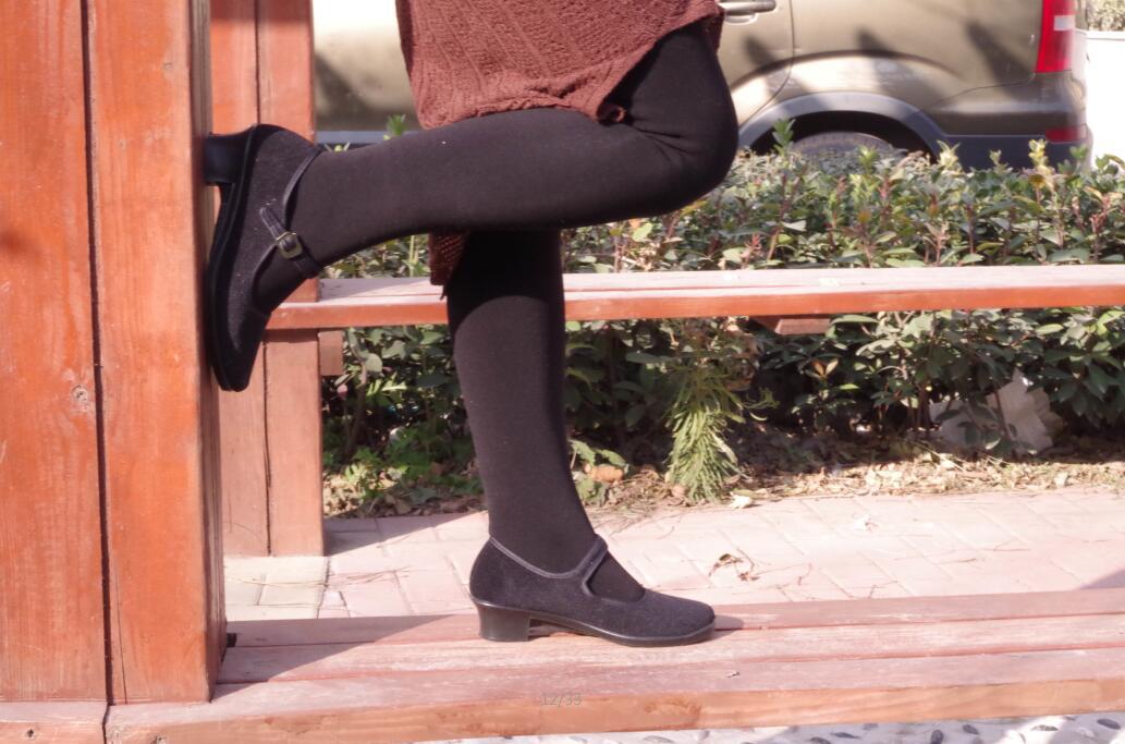 2017春季新款纯黑色高跟老北京布鞋透气低帮搭扣工作鞋舒适跳舞鞋