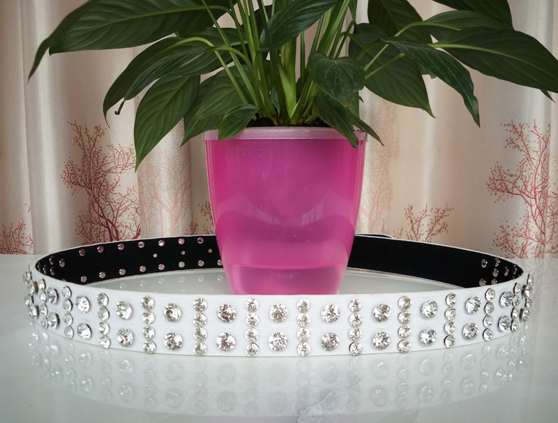 新款韩版休闲创意宽镶嵌钻石玻璃女式牛仔裤皮带腰带 bbelt10