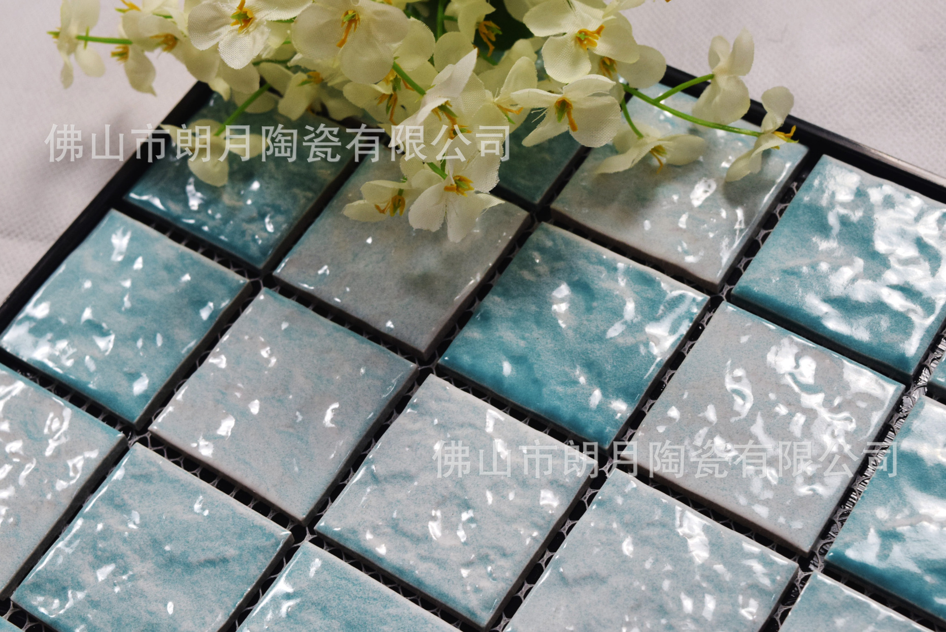 会所别墅泳池陶瓷马赛克48*48窑变陶瓷水绿深浅蓝游泳池瓷砖