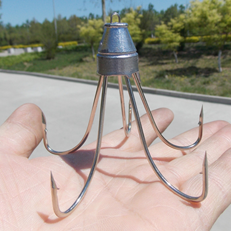 大毛钩带铅坠大号有刺无刺锚钩路亚钩鱼钩5叉钩开业特价渔具用品