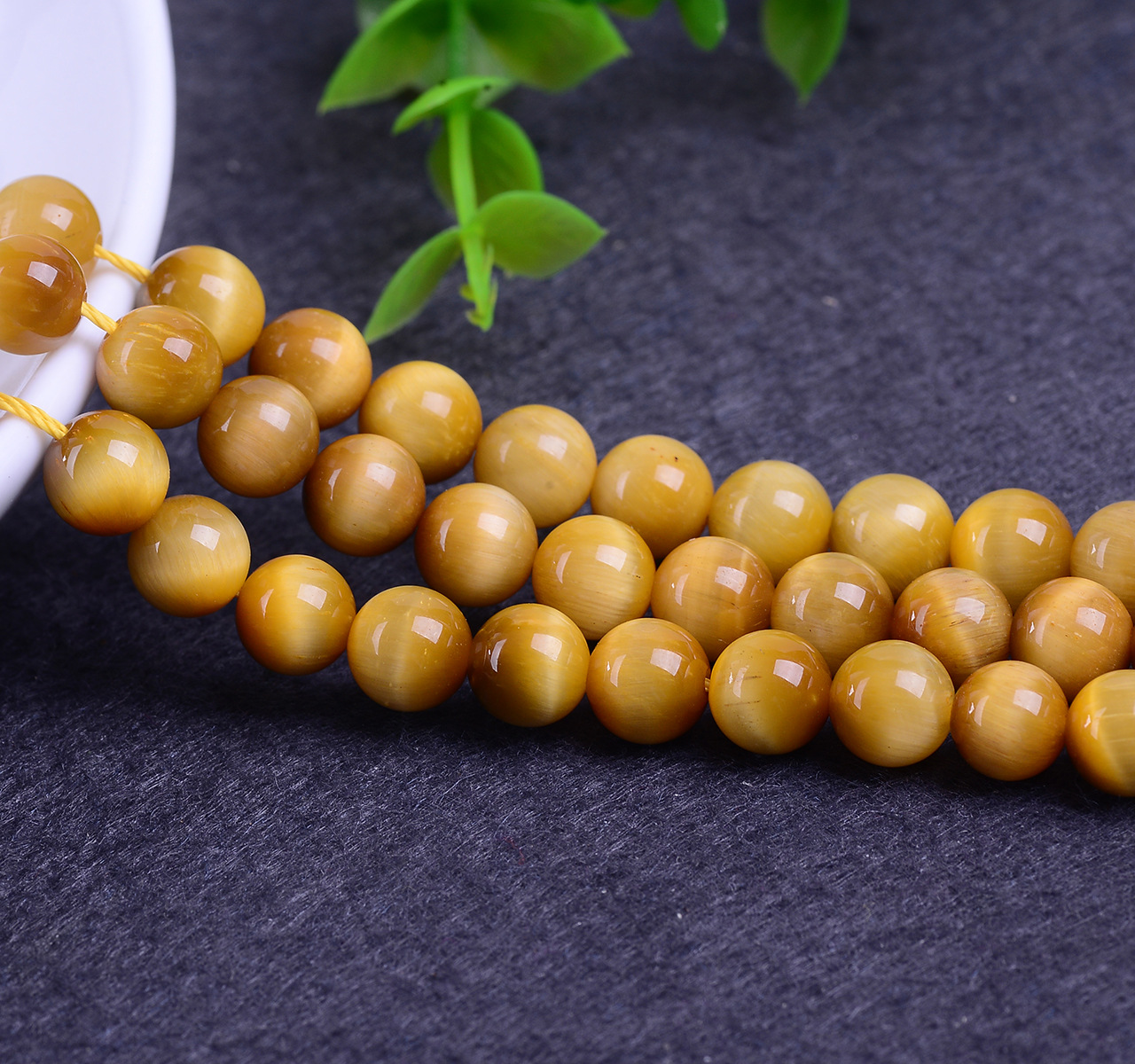 天然水晶5a级金黄虎眼石半成品 圆珠 散珠 金色虎眼石珠子diy饰品