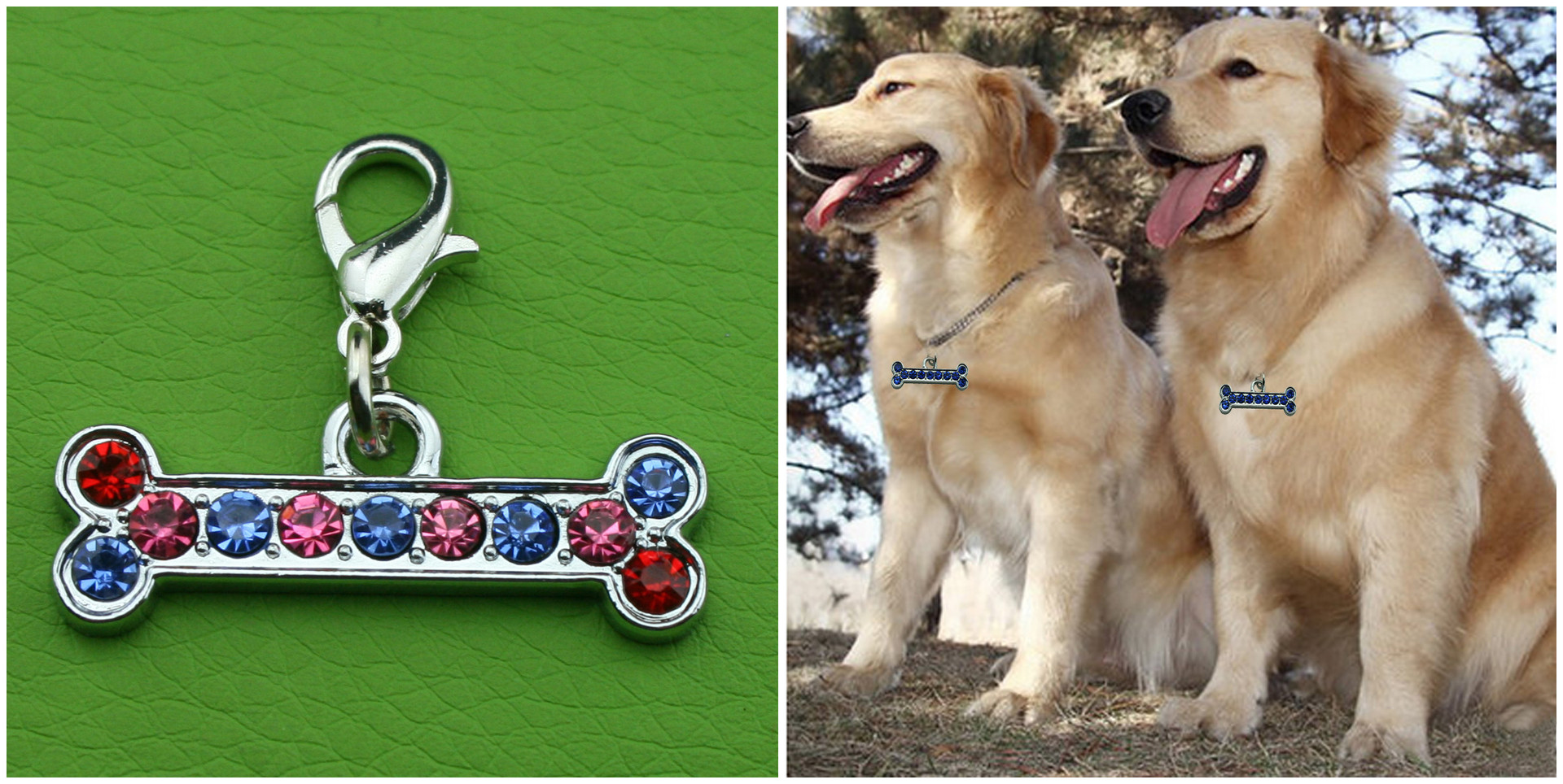 批发高级镶钻骨头型狗牌 狗狗防丢失宠物挂牌