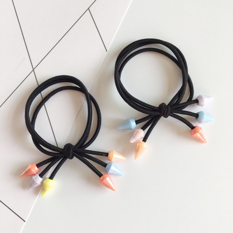 f030 三合一打结六颗珠发绳 女式基础款皮筋头饰 淘宝赠品批发