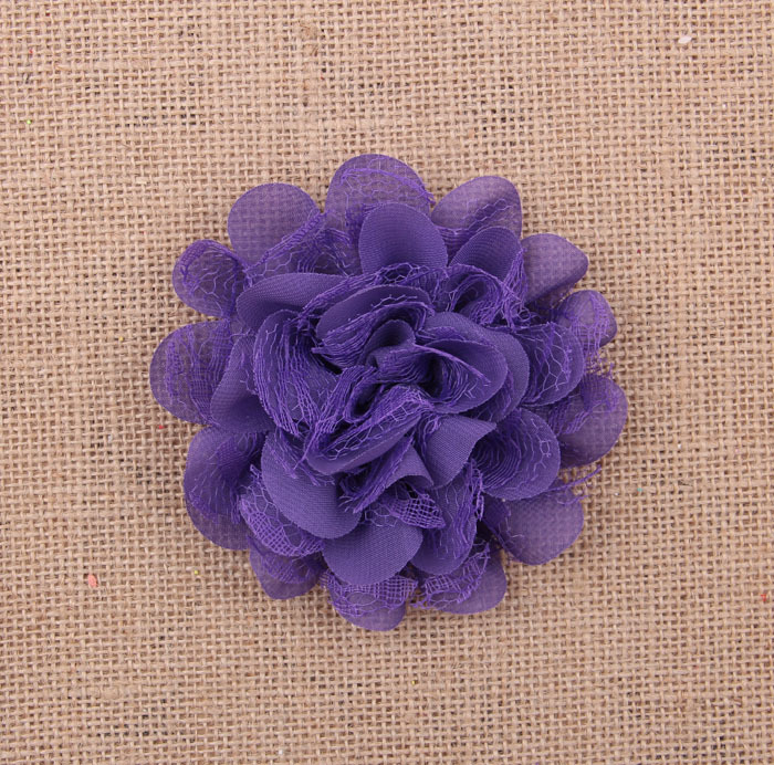 批发外贸热卖双层网纱布花15色儿童头花服饰配件草帽花鞋花