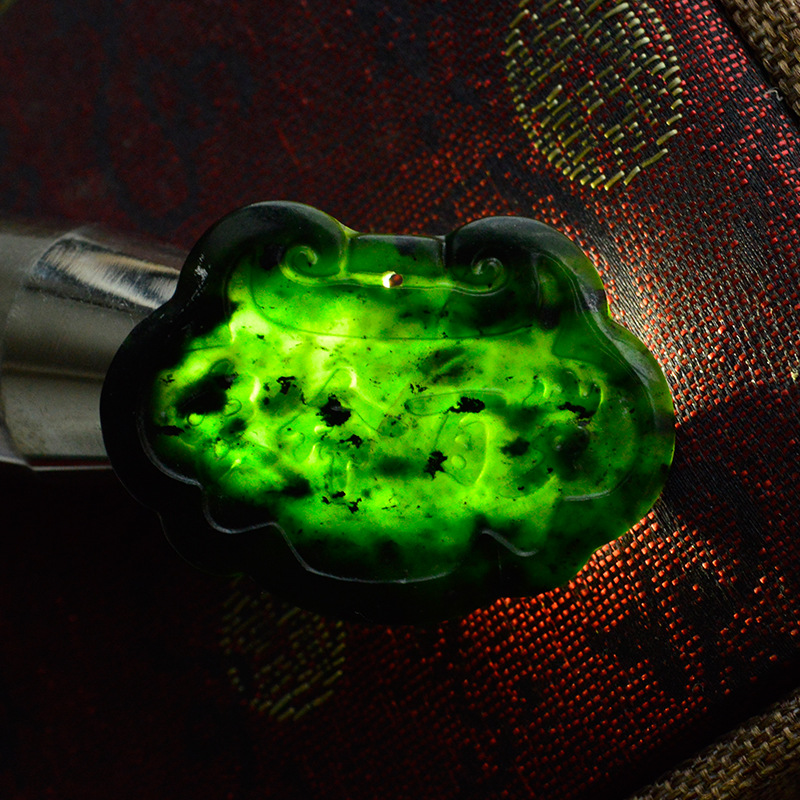 厂家直销天然墨绿玉 墨玉玉锁长命富贵 玉牌平安锁玉佩腰佩批发