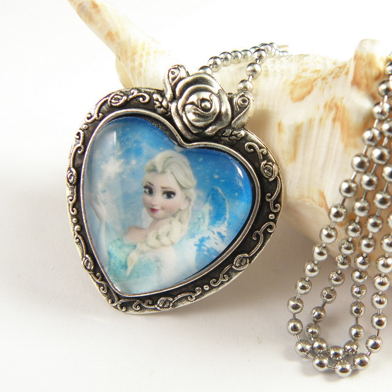 苏菲亚小公主吊坠项链 冰雪奇缘爱莎桃心吊坠项链 卡通cos饰品