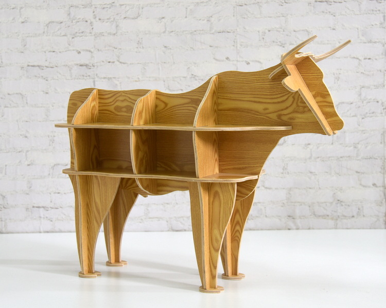 创意牛书架办公书架木质书架动物造型新款设计批发厂家直销