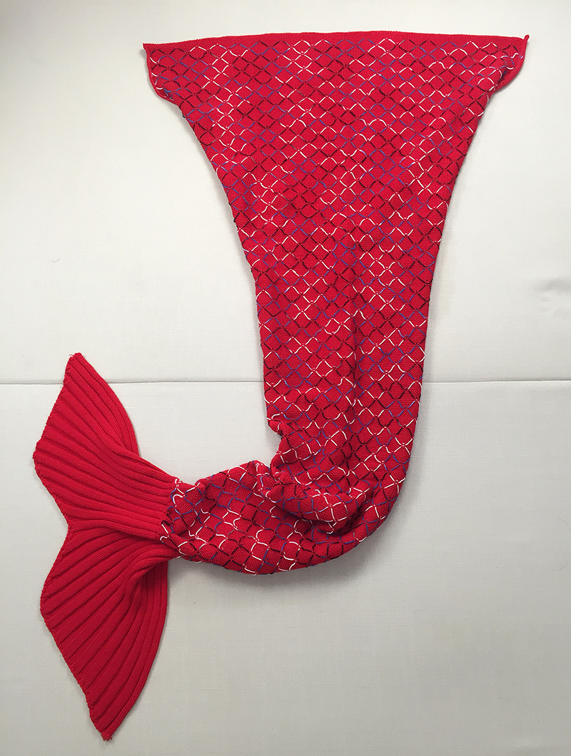 跨境专供成人格子款美人鱼毯子毛毯毛线针织圣诞节礼物生日礼物