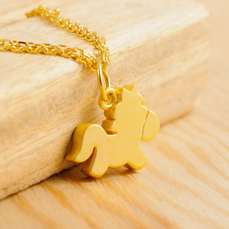 足金9993d硬金旋转木马足金黄金项链挂坠女款黄金吊坠