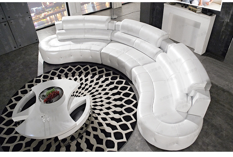 大户型组合ktv包厢酒店酒吧会所别墅弧形半圆形头层牛皮真皮沙发