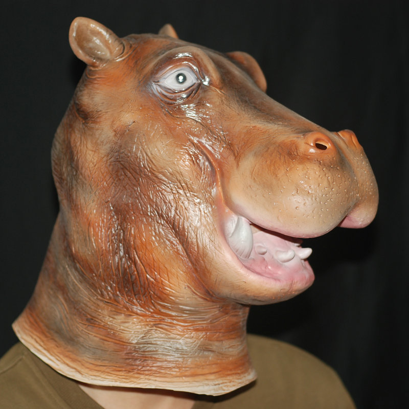 厂家直销 河马头套面具 万圣节恐怖cos头套 凶恶动物整蛊影视道具