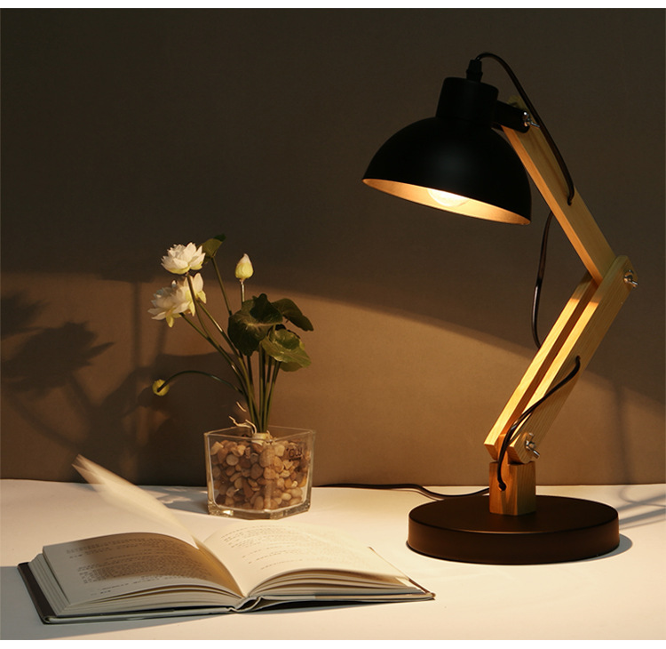 欧美风格原木台灯|简约时尚工作阅读台灯