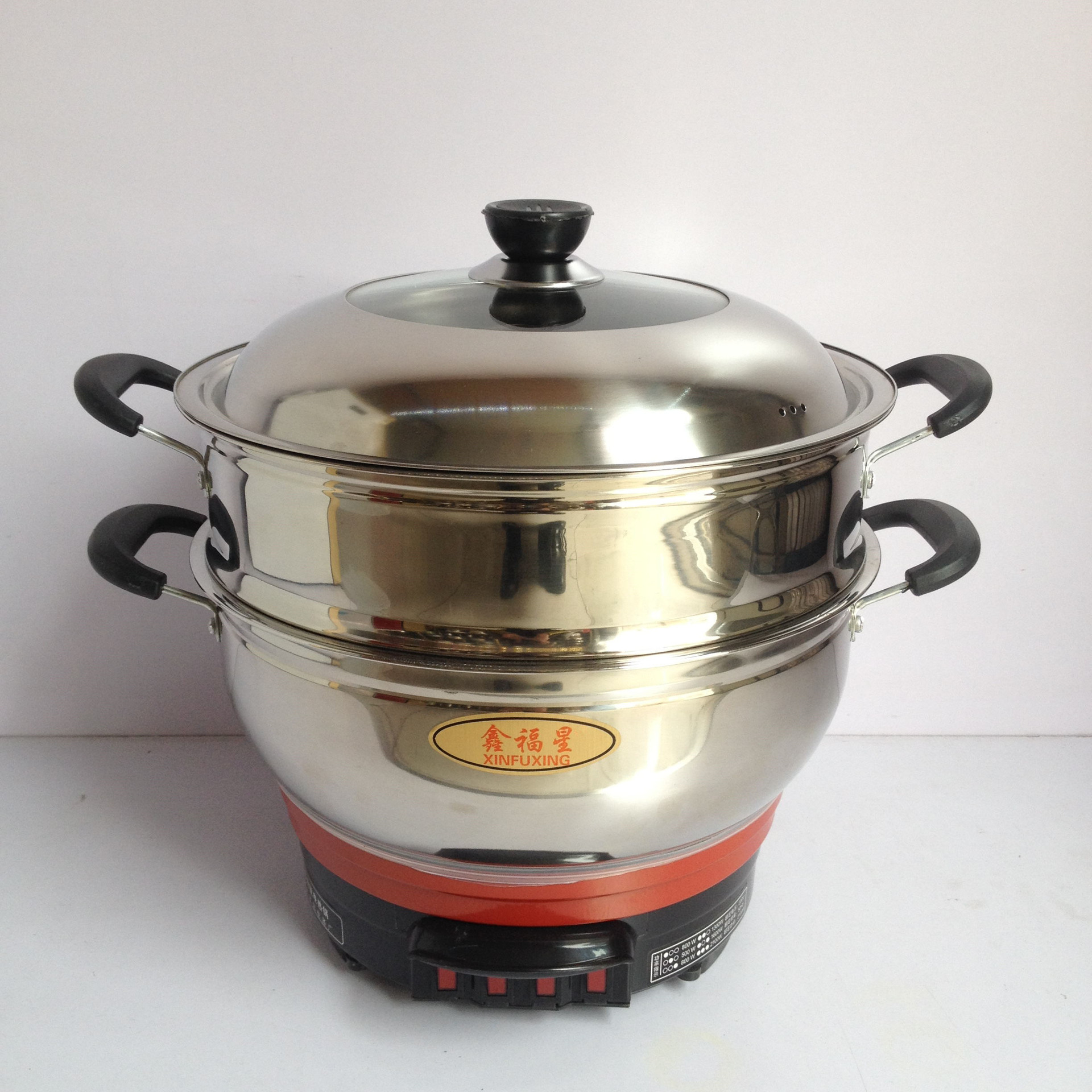 淄博产鑫福星 多功能电热锅七代大锅头电蒸锅电炒锅不锈钢炒锅