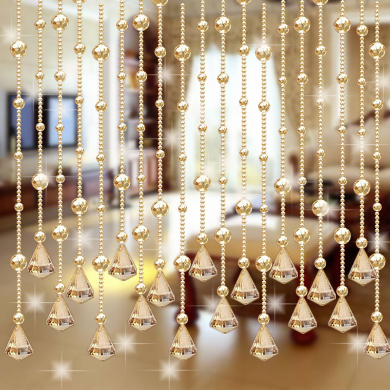 水晶珠帘成品批发 金香槟珠帘挂帘玄关隔断帘子 32钻石切面珠帘
