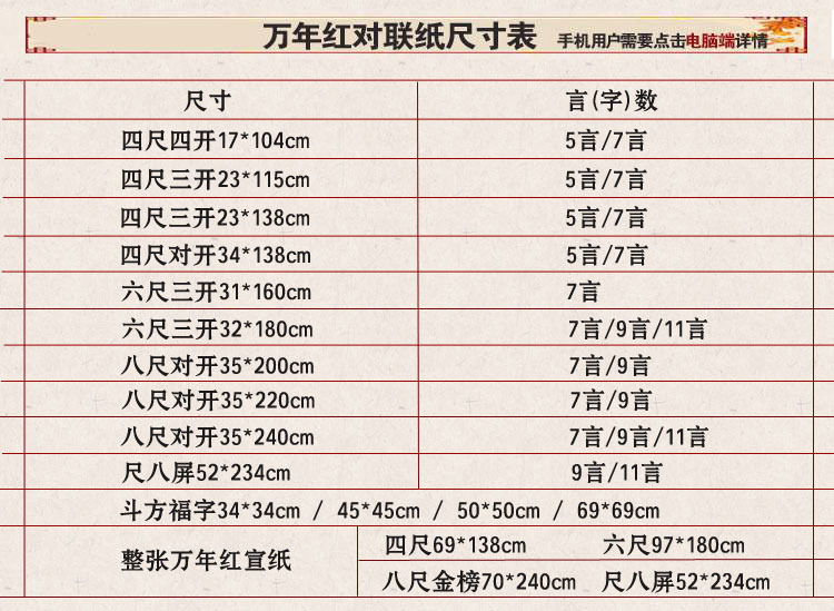 【品名】: 四尺四开空白万年红对联纸【尺寸】: 17cm*104cm    横批