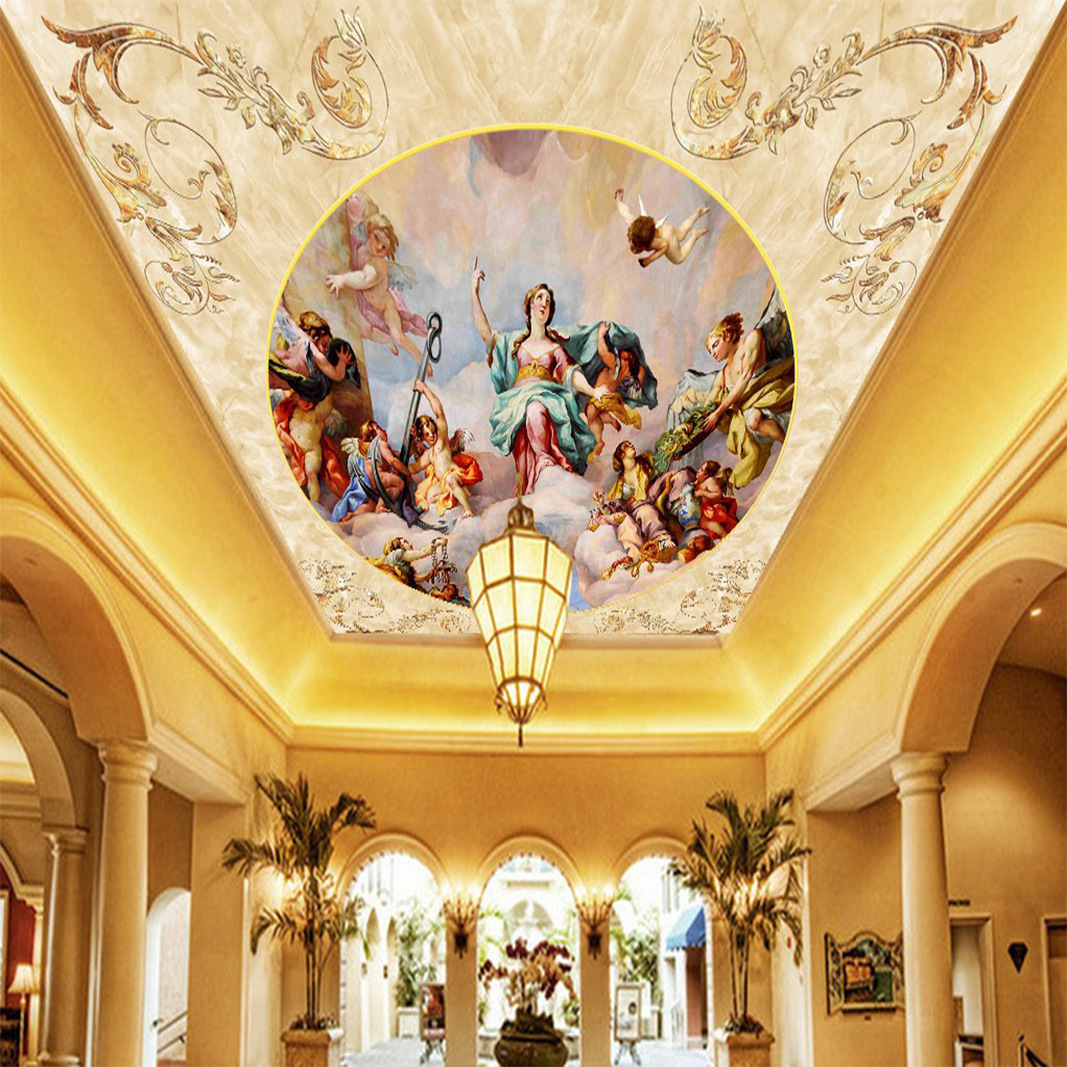 无缝3d大型壁画欧式吊顶壁纸客厅卧室天顶墙纸酒店ktv天花吊顶画