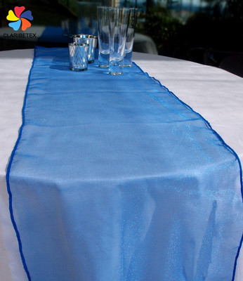 厂家直销欧根纱桌旗 酒店婚庆宴会薄纱桌旗 新款现代简约蓝色桌旗