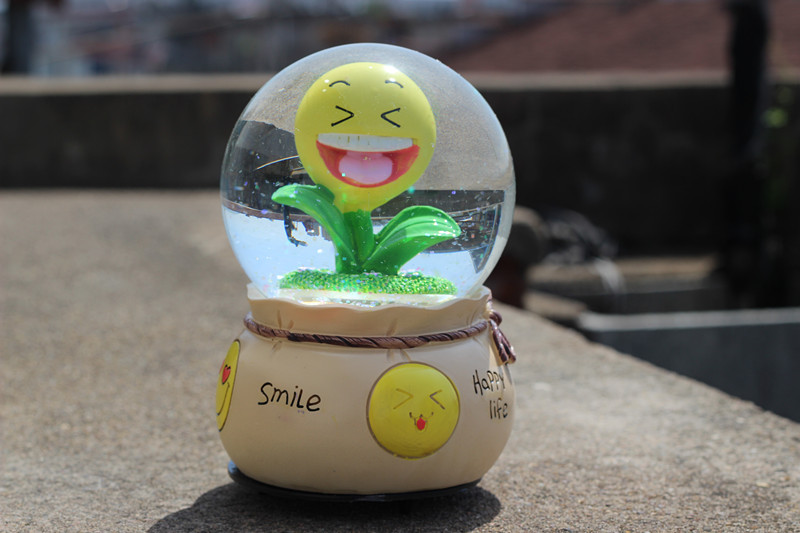 大号旋转水晶球向日葵太阳花音乐盒八音盒创