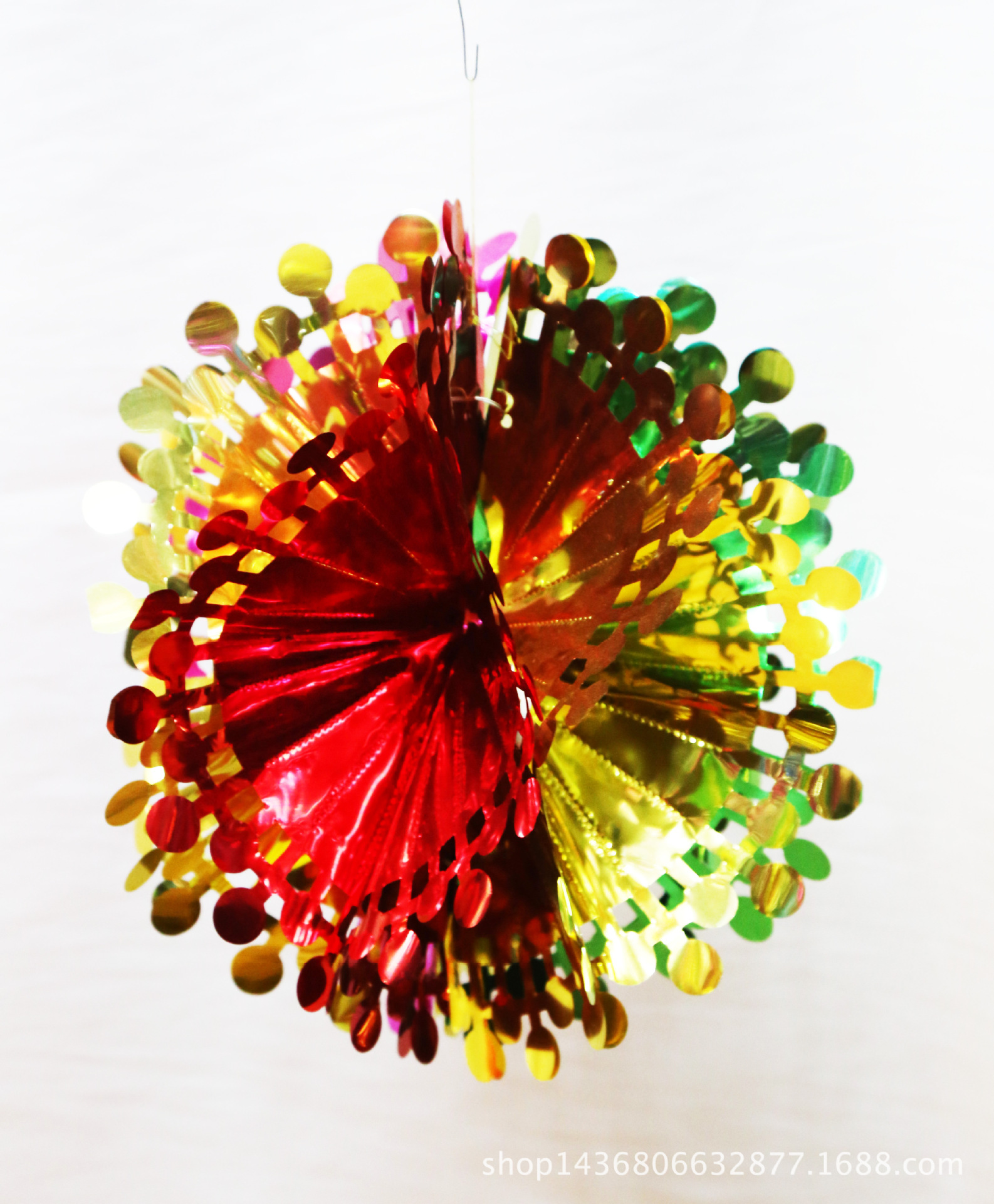 厂家直销 外贸出口喜庆用品 圣诞节装饰塑料拉花吊篮圣诞圆点彩球