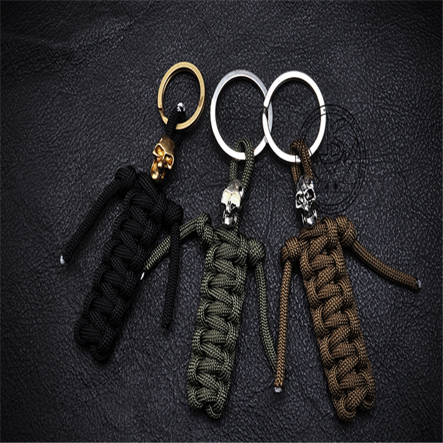 七芯伞绳钥匙链 快挂扣指南针野外求生急救钥匙链 手工编织批发