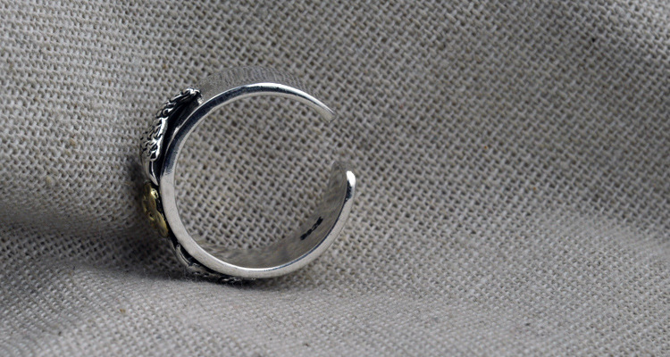 s925银泰银首饰 高桥系列鹰爪开口男款个性戒指银饰正品批发