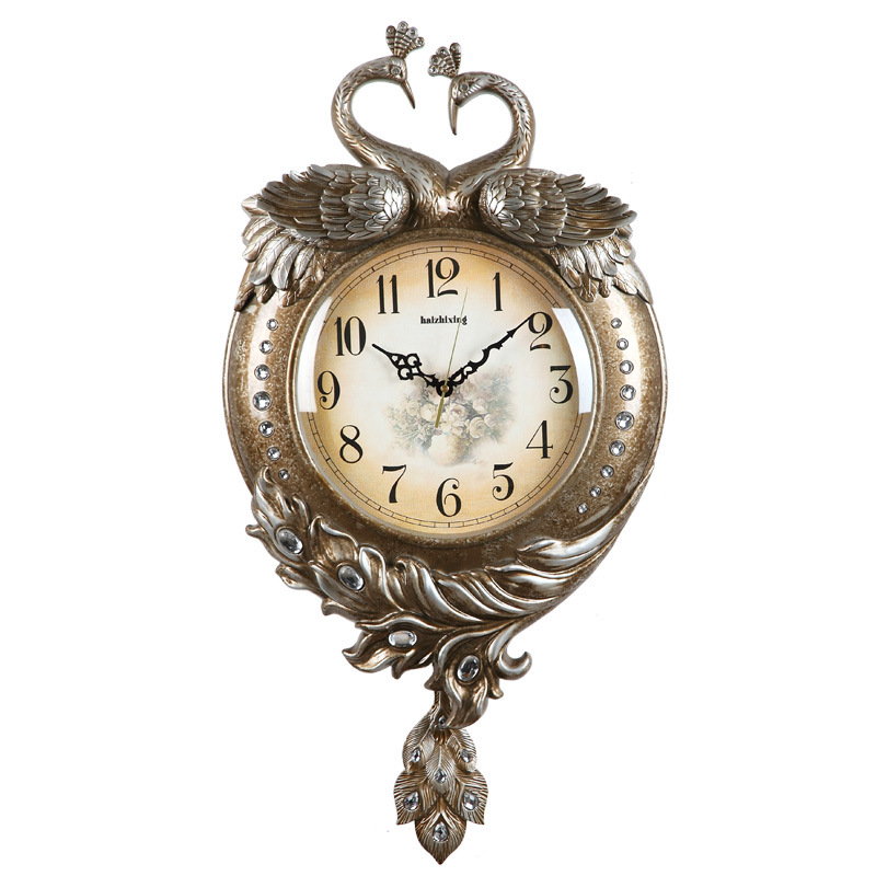 海之星欧式时尚挂钟客厅静音创意挂表高档豪华装饰个性石英钟钟表