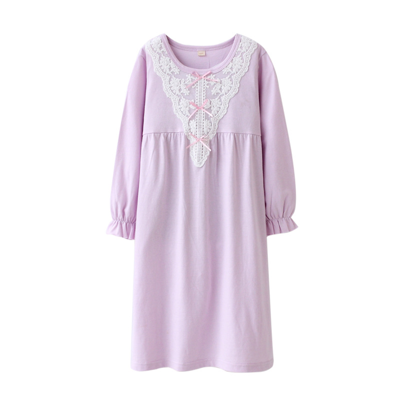 Girls' Nightdress Cotton Lace Children's Clothing Mother-Child Suit Mother-Daughter Matching Outfit Homewear Night-Robe Parent-Child Pajamas Korean Style