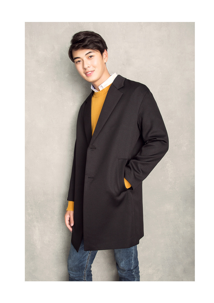 男士韩国代购男装秋冬时尚韩版男士英伦风百搭长款风衣外套110312