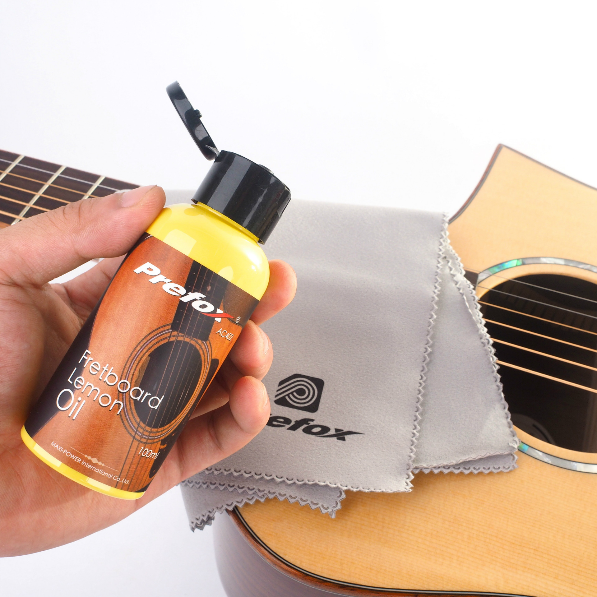 prefox ac402 吉他保养柠檬油 实木护理 乐器保湿 100ml附赠琴布