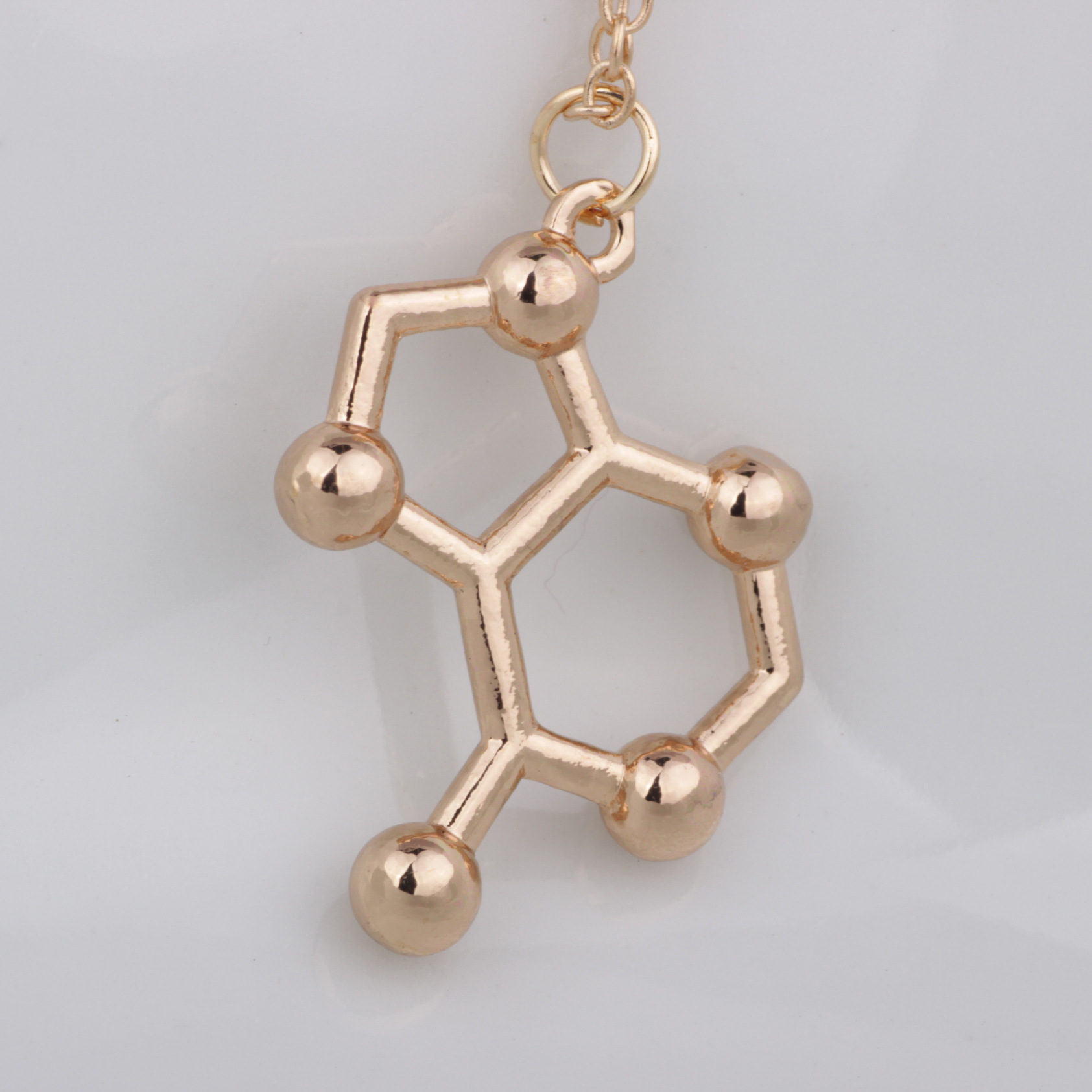 新款dna碱基分子嘌呤嘧啶分子式项链理科生项链a分子双面立体